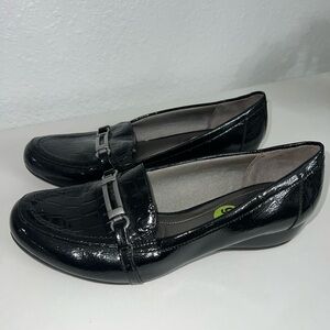 LifeStride Soft System Black Croc Loafers Size 9.5 Comfort Slip On Shoes